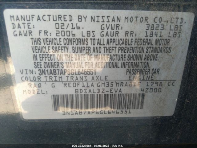 Photo 8 VIN: 3N1AB7AP6GL646551 - NISSAN SENTRA 