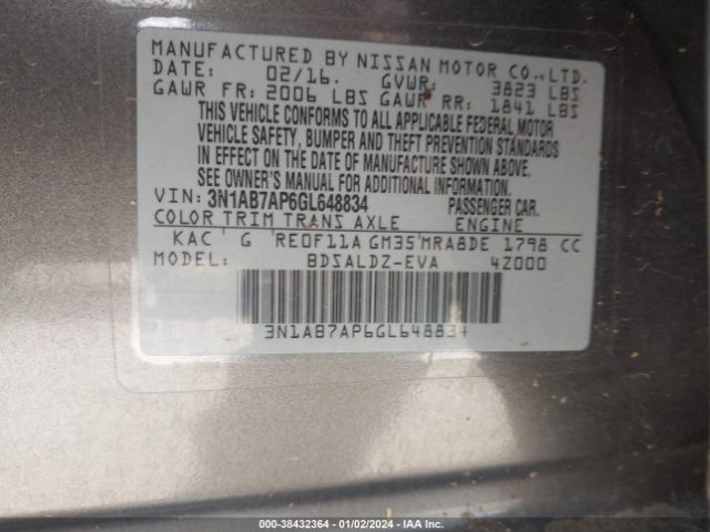 Photo 8 VIN: 3N1AB7AP6GL648834 - NISSAN SENTRA 