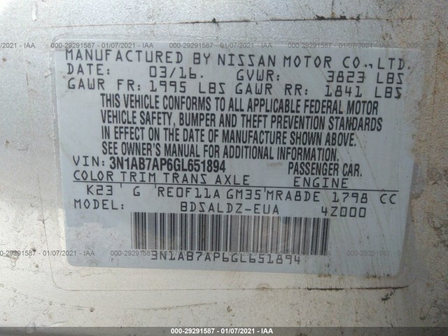 Photo 8 VIN: 3N1AB7AP6GL651894 - NISSAN SENTRA 