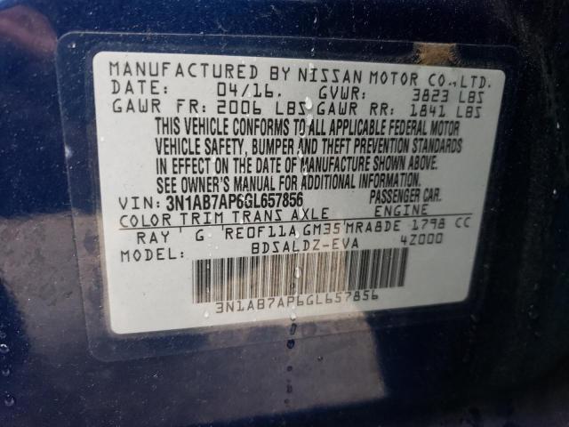 Photo 11 VIN: 3N1AB7AP6GL657856 - NISSAN SENTRA S 