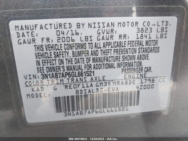 Photo 8 VIN: 3N1AB7AP6GL661521 - NISSAN SENTRA 