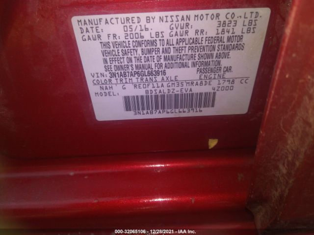 Photo 8 VIN: 3N1AB7AP6GL663916 - NISSAN SENTRA 