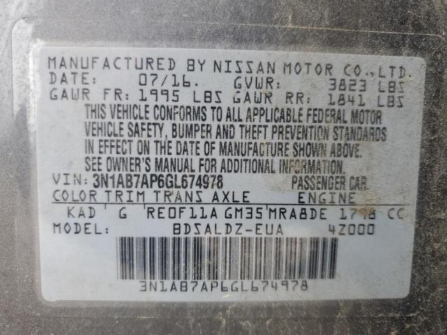 Photo 11 VIN: 3N1AB7AP6GL674978 - NISSAN SENTRA 