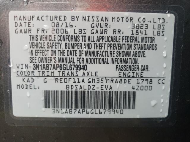 Photo 9 VIN: 3N1AB7AP6GL679940 - NISSAN SENTRA S 