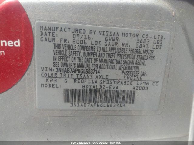 Photo 8 VIN: 3N1AB7AP6GL683714 - NISSAN SENTRA 