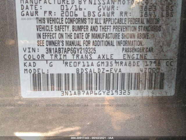 Photo 8 VIN: 3N1AB7AP6GY219325 - NISSAN SENTRA 