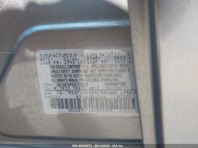 Photo 8 VIN: 3N1AB7AP6GY229319 - NISSAN SENTRA 