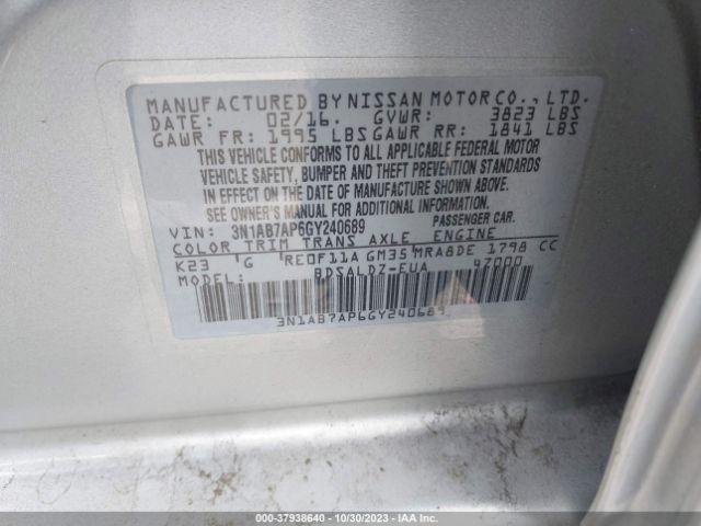 Photo 8 VIN: 3N1AB7AP6GY240689 - NISSAN SENTRA 