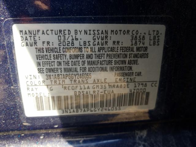 Photo 9 VIN: 3N1AB7AP6GY246055 - NISSAN SENTRA S 