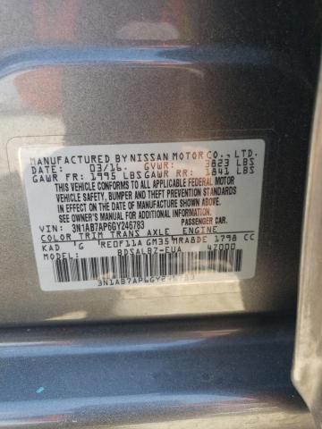 Photo 11 VIN: 3N1AB7AP6GY246783 - NISSAN SENTRA S 