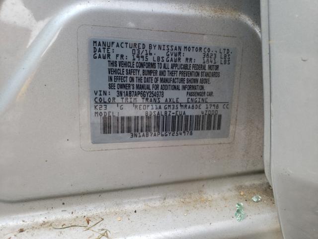 Photo 9 VIN: 3N1AB7AP6GY254978 - NISSAN SENTRA S 