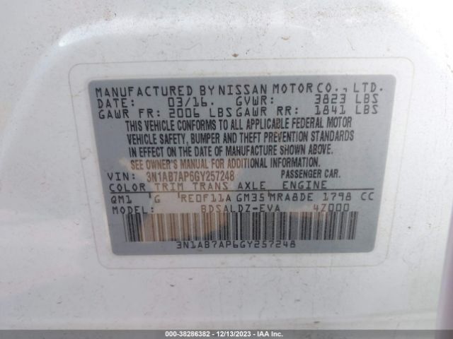 Photo 8 VIN: 3N1AB7AP6GY257248 - NISSAN SENTRA 