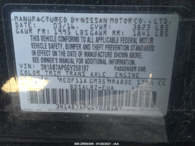 Photo 8 VIN: 3N1AB7AP6GY258187 - NISSAN SENTRA 