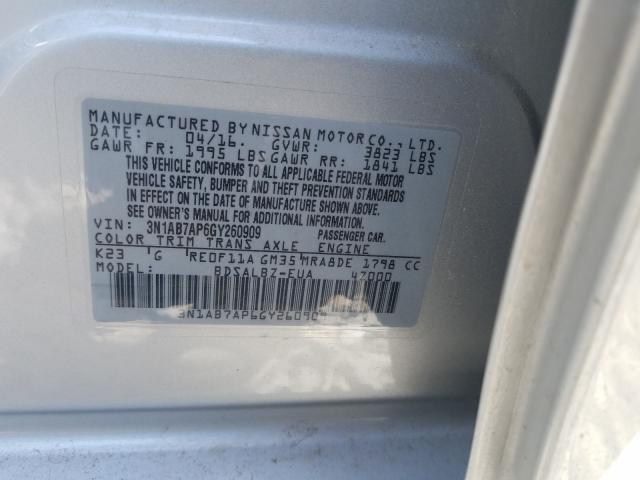 Photo 9 VIN: 3N1AB7AP6GY260909 - NISSAN SENTRA 