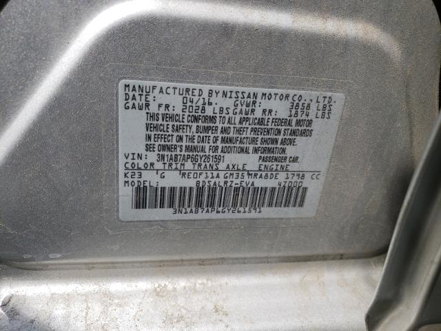 Photo 9 VIN: 3N1AB7AP6GY261591 - NISSAN SENTRA S 