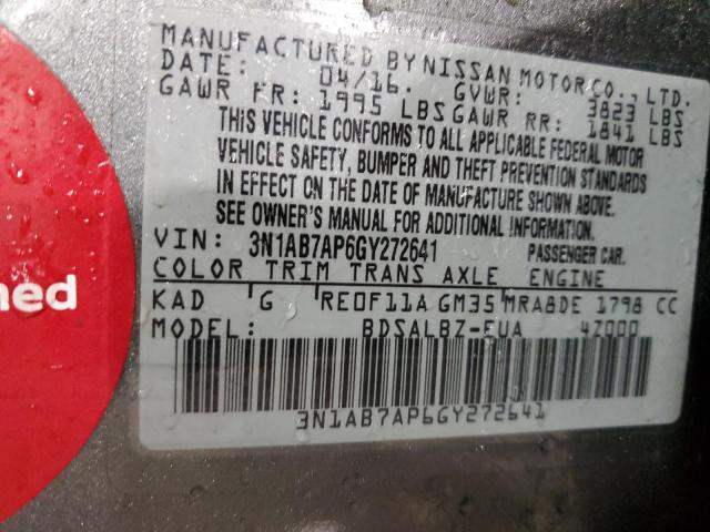 Photo 12 VIN: 3N1AB7AP6GY272641 - NISSAN SENTRA S 