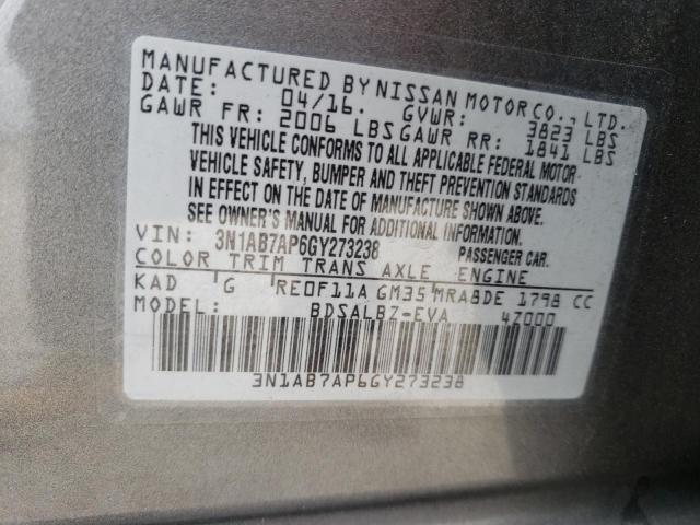 Photo 9 VIN: 3N1AB7AP6GY273238 - NISSAN SENTRA S 