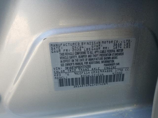 Photo 9 VIN: 3N1AB7AP6GY274289 - NISSAN SENTRA S 