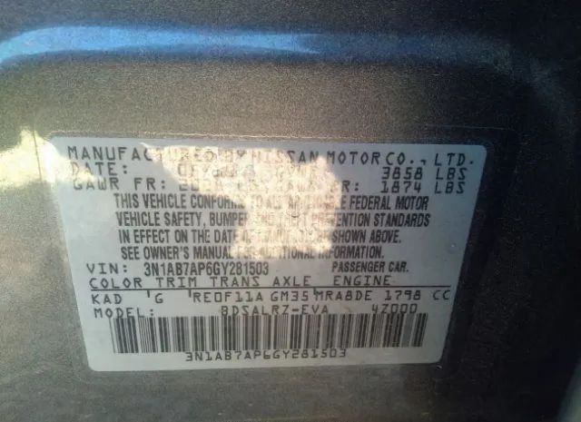 Photo 8 VIN: 3N1AB7AP6GY281503 - NISSAN SENTRA 