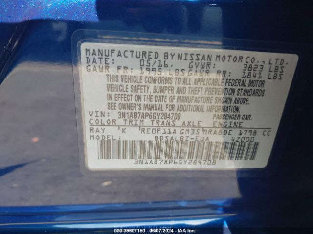 Photo 8 VIN: 3N1AB7AP6GY284708 - NISSAN SENTRA 