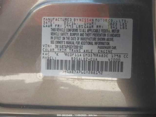 Photo 8 VIN: 3N1AB7AP6GY288192 - NISSAN SENTRA 