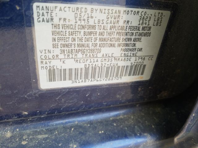 Photo 9 VIN: 3N1AB7AP6GY288709 - NISSAN SENTRA S 