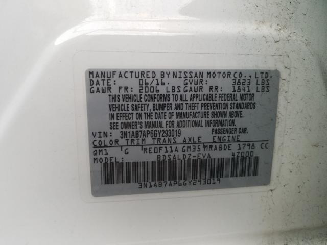 Photo 9 VIN: 3N1AB7AP6GY293019 - NISSAN SENTRA S 