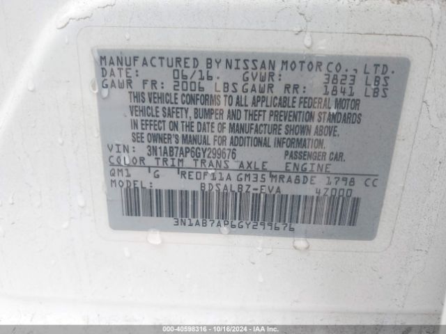 Photo 8 VIN: 3N1AB7AP6GY299676 - NISSAN SENTRA 