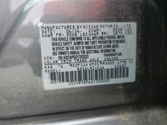 Photo 9 VIN: 3N1AB7AP6GY300020 - NISSAN SENTRA S 