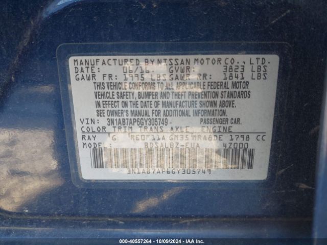 Photo 8 VIN: 3N1AB7AP6GY305749 - NISSAN SENTRA 