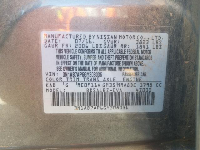 Photo 9 VIN: 3N1AB7AP6GY308036 - NISSAN SENTRA S 