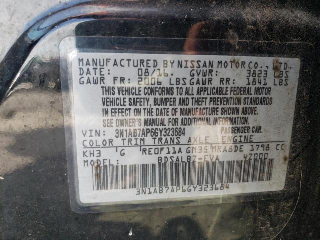 Photo 11 VIN: 3N1AB7AP6GY323684 - NISSAN SENTRA S 