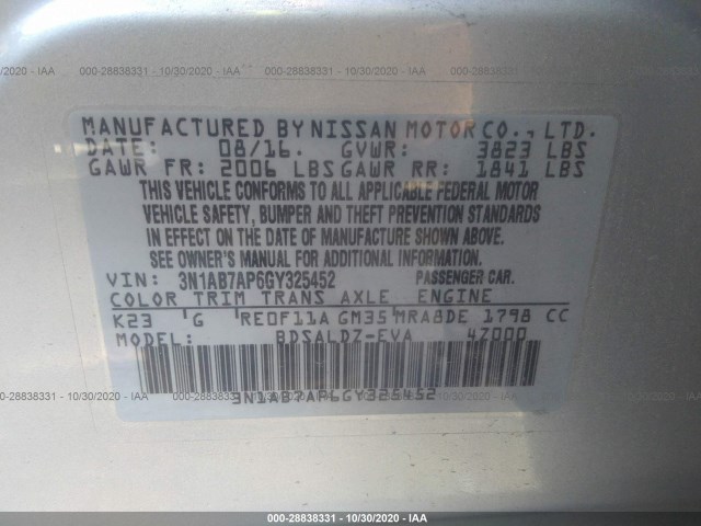 Photo 8 VIN: 3N1AB7AP6GY325452 - NISSAN SENTRA 