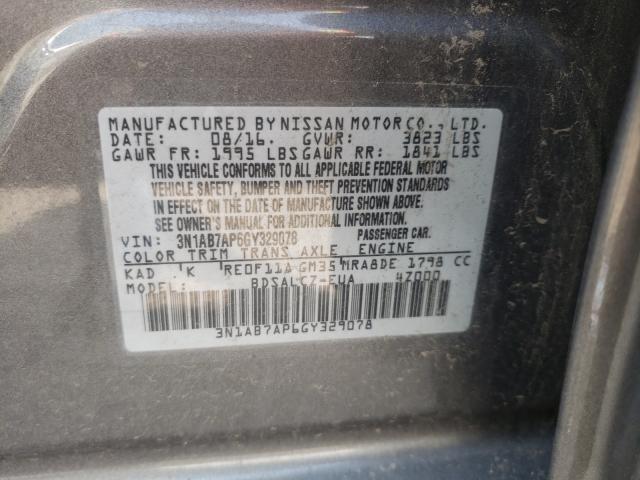 Photo 9 VIN: 3N1AB7AP6GY329078 - NISSAN SENTRA S 