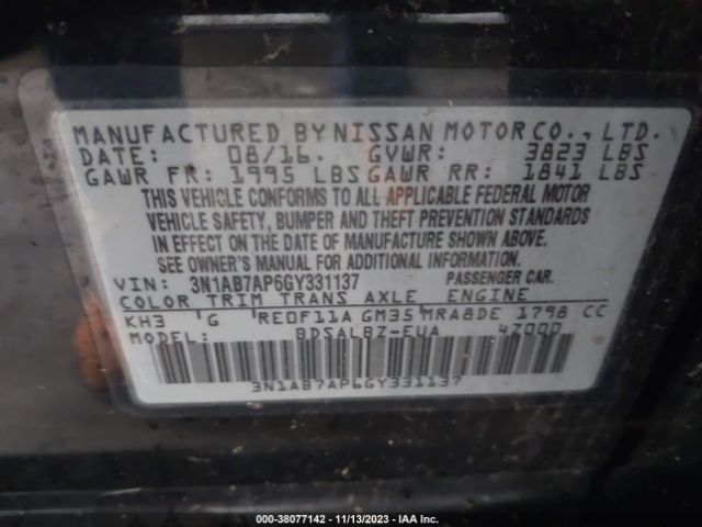 Photo 8 VIN: 3N1AB7AP6GY331137 - NISSAN SENTRA 