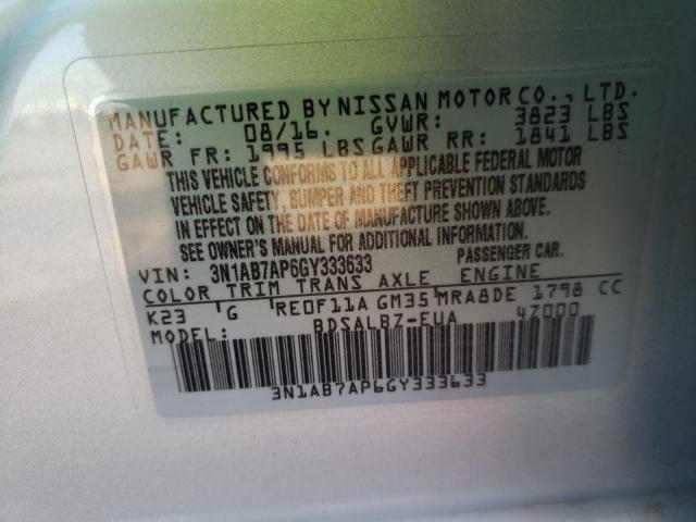 Photo 9 VIN: 3N1AB7AP6GY333633 - NISSAN SENTRA S 