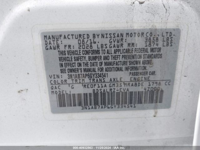 Photo 8 VIN: 3N1AB7AP6GY334541 - NISSAN SENTRA 