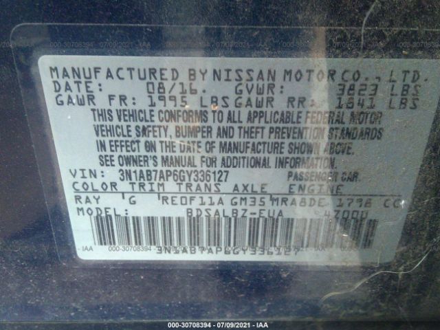 Photo 8 VIN: 3N1AB7AP6GY336127 - NISSAN SENTRA 