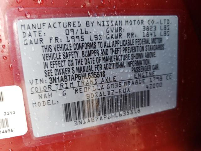 Photo 9 VIN: 3N1AB7AP6HL635518 - NISSAN SENTRA S 