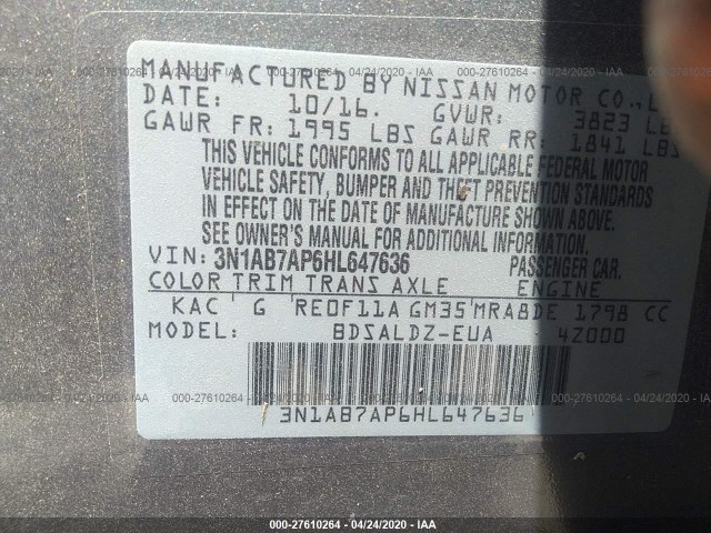 Photo 8 VIN: 3N1AB7AP6HL647636 - NISSAN SENTRA 