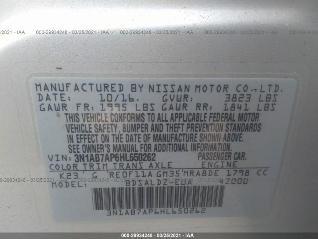 Photo 8 VIN: 3N1AB7AP6HL650262 - NISSAN SENTRA 