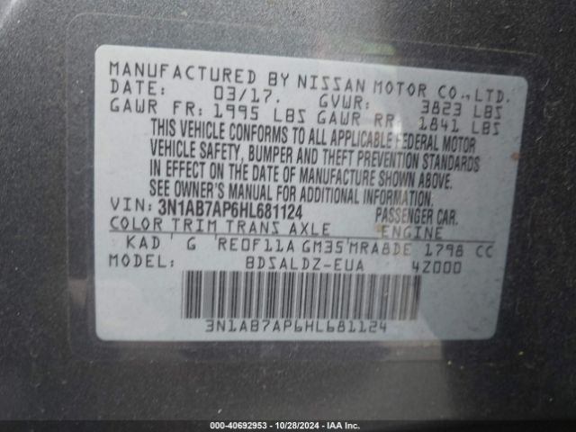 Photo 8 VIN: 3N1AB7AP6HL681124 - NISSAN SENTRA 