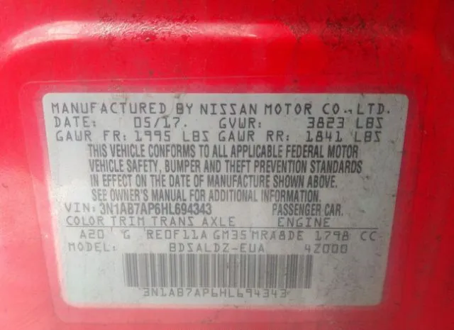 Photo 8 VIN: 3N1AB7AP6HL694343 - NISSAN SENTRA 