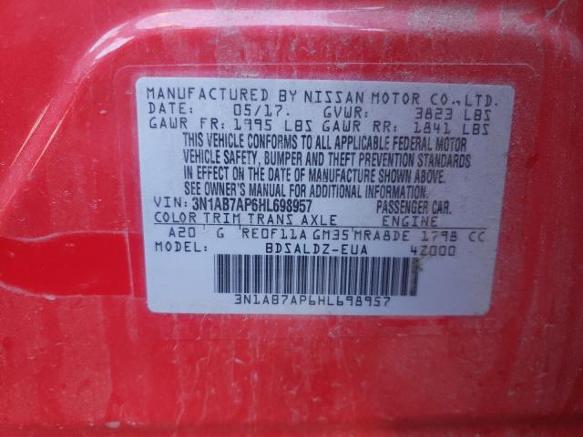 Photo 9 VIN: 3N1AB7AP6HL698957 - NISSAN SENTRA S 