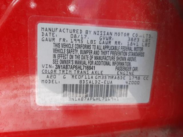 Photo 12 VIN: 3N1AB7AP6HL716941 - NISSAN SENTRA S 