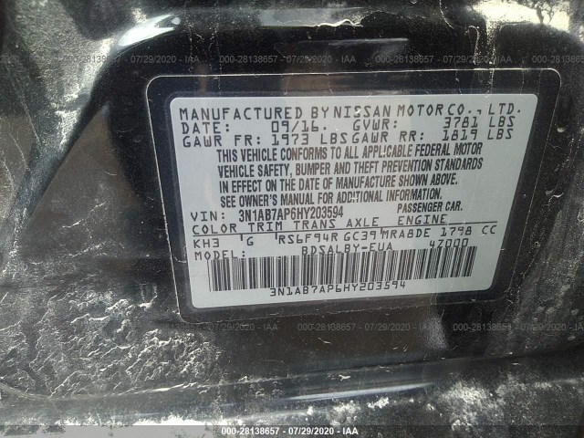 Photo 8 VIN: 3N1AB7AP6HY203594 - NISSAN SENTRA 