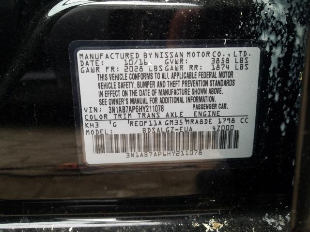 Photo 9 VIN: 3N1AB7AP6HY211078 - NISSAN SENTRA S 