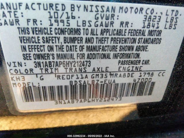 Photo 8 VIN: 3N1AB7AP6HY212473 - NISSAN SENTRA 