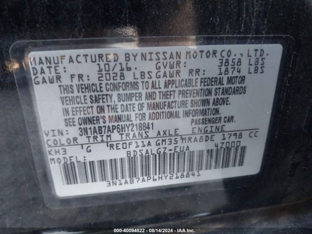 Photo 8 VIN: 3N1AB7AP6HY218841 - NISSAN SENTRA 