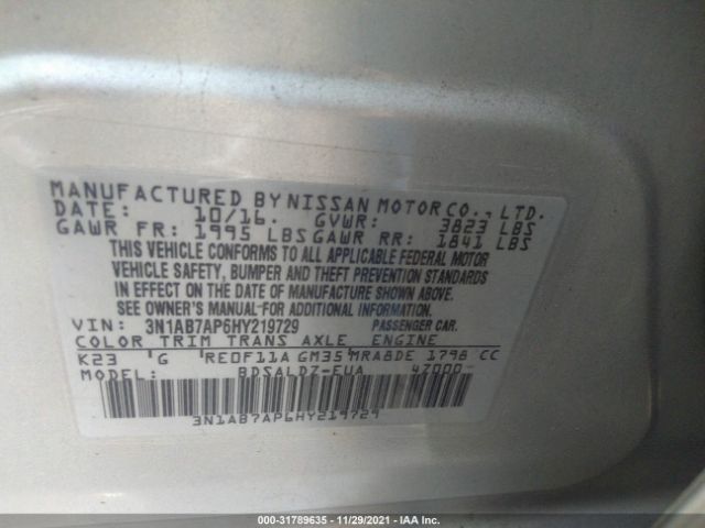 Photo 8 VIN: 3N1AB7AP6HY219729 - NISSAN SENTRA 